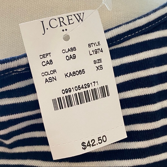 J Crew navy white striped cotton tee cap sleeve xs - Picture 4 of 4
